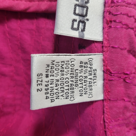 Womans Chicos Pink Embroidered Unconstructed jacket Size 2 - Picture 9 of 11